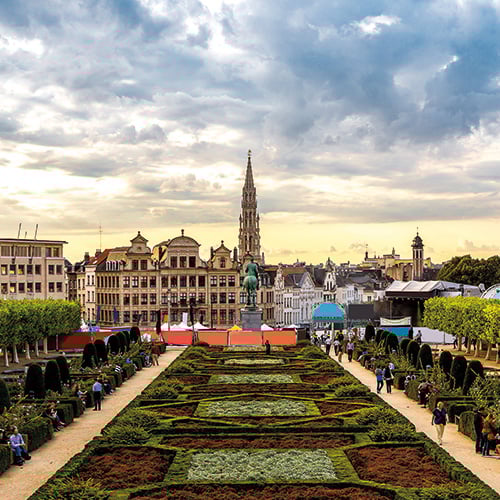 A panoramic view of the Brussels Royal Park in Belgium